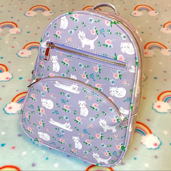 SOLD Under One Sky Cats Kittens Rosebuds Mini Backpack - Picture 4 of 15